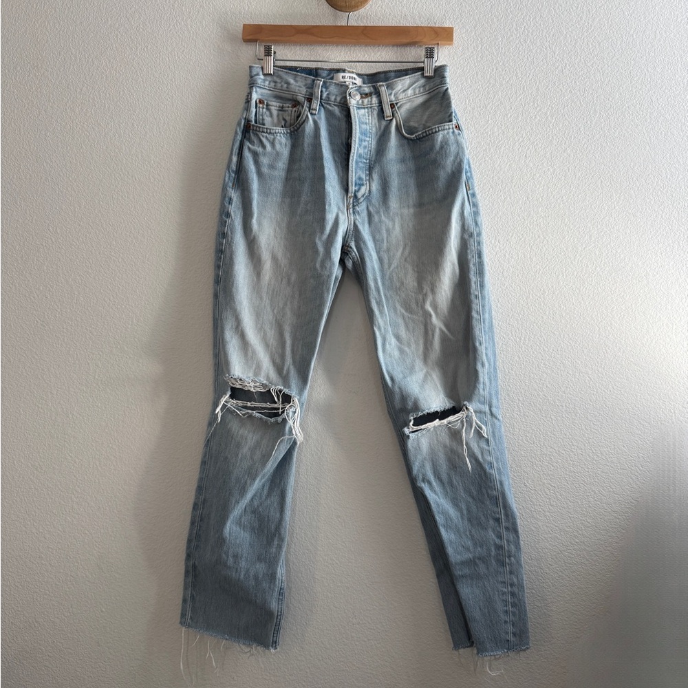 Re/Done 70s Stove Pipe Distressed Jeans